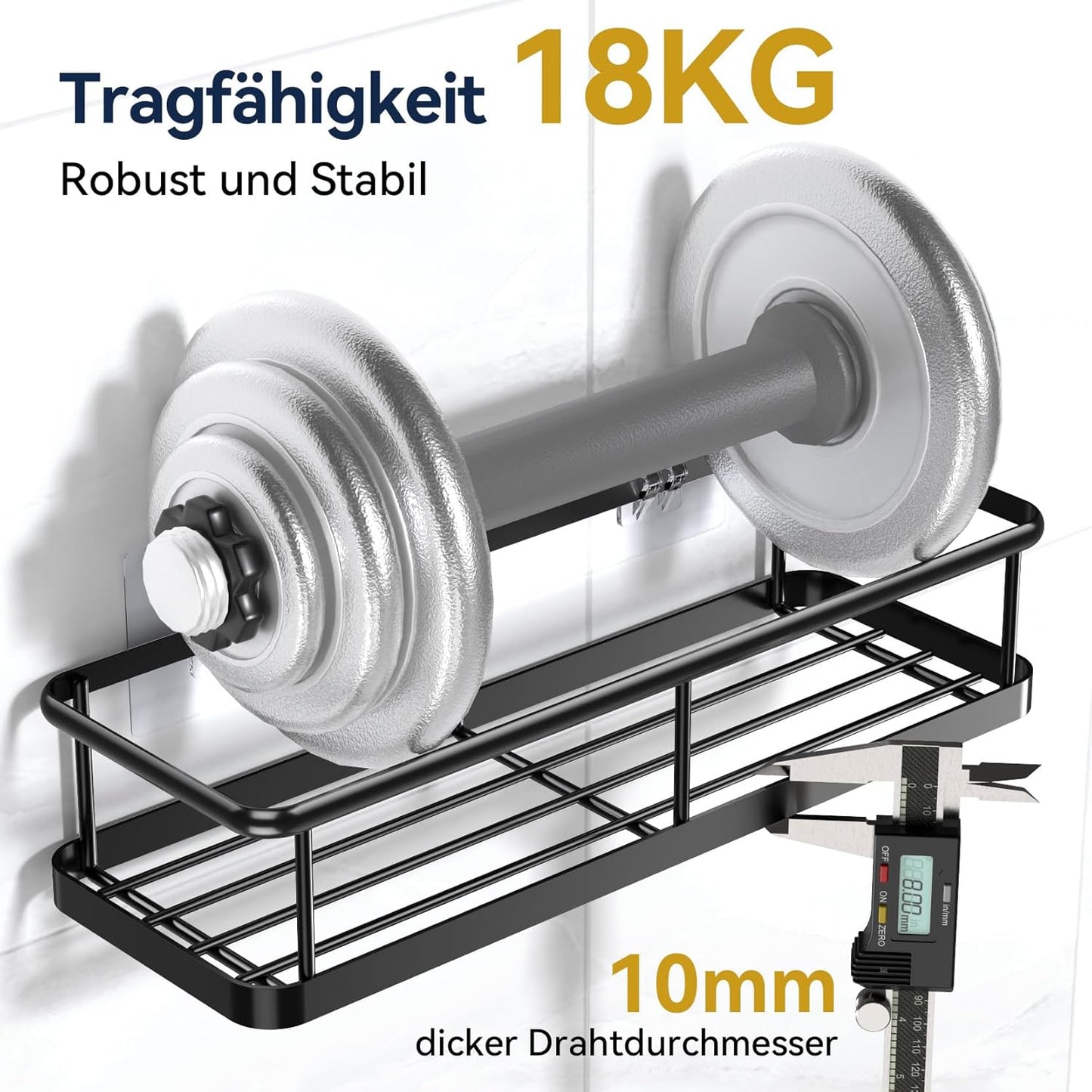 YASONIC Duschablage ohne Bohren, Badezimmer Organizer mit großer Kapazität, schnell trocknende Duschregal ohne Bohren, Shampoo Halterung für Dusche mit 4 Haken, rostfreie Badregal Duschablage Schwarz