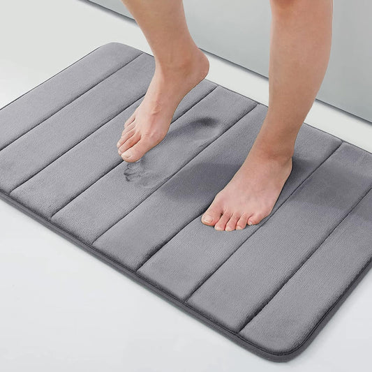 Homaxy Memory Foam Badezimmer Badeteppiche Saugfähige Rutschfester Badvorleger Waschbar Badematte - 41 x 61 cm, Dunkelgrau