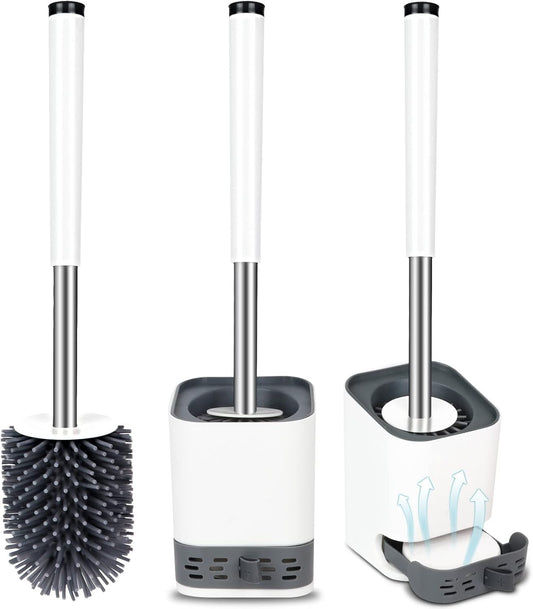 Glowbal Klobürste, Toilettenbürste Silikon mit Behälter schnell trocknendem, WC bürste für Badezimmer Gäste-WC, Wandmontage & Stehen
