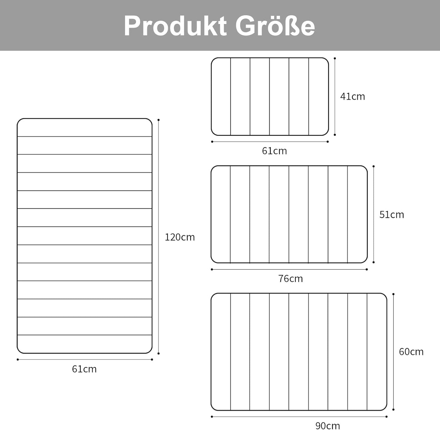 Homaxy Memory Foam Badezimmer Badeteppiche Saugfähige Rutschfester Badvorleger Waschbar Badematte - 41 x 61 cm, Dunkelgrau