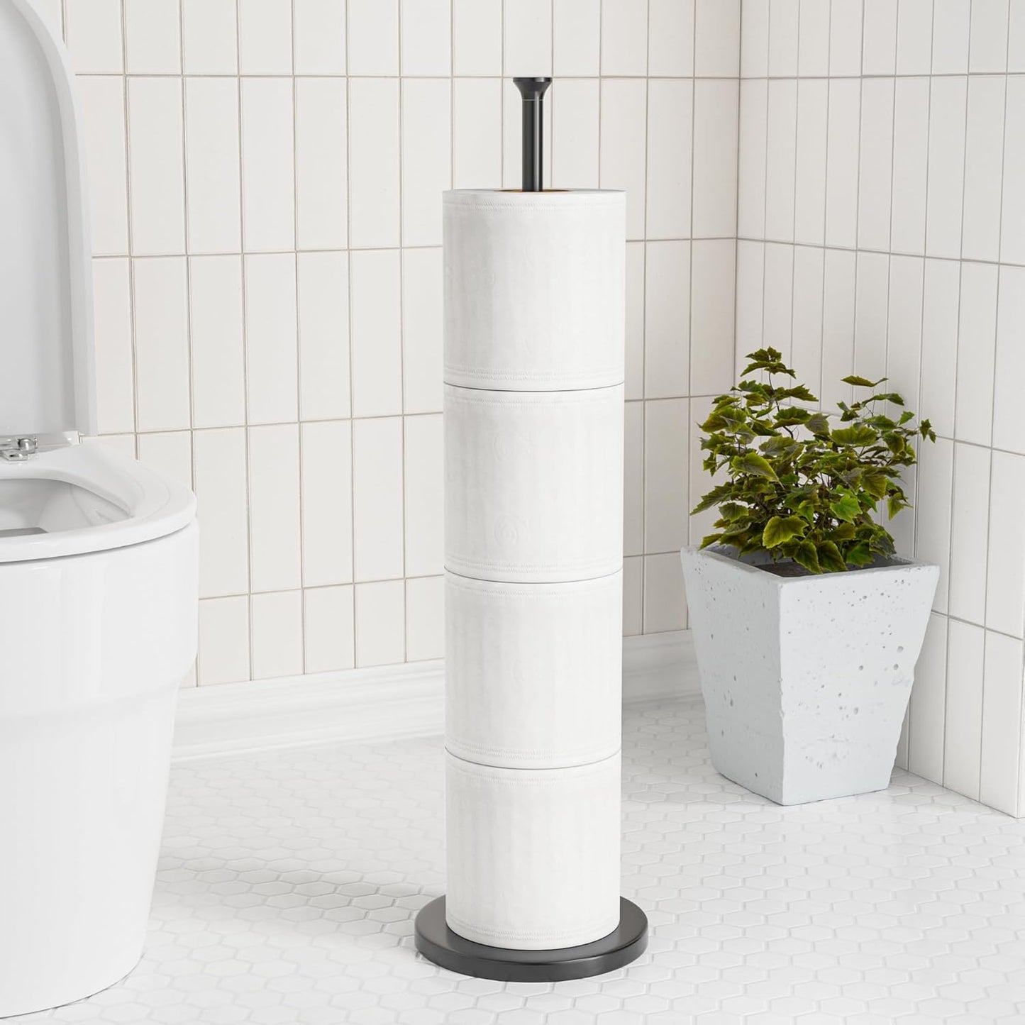 Toilettenpapierhalterständer (mit Reservefunktion), freistehender Toilettenpapierhalter, Edelstahl-Toilettenpapierhalterständer für die Aufbewahrung von Ersatzrollen für Badezimmer und Toilette
