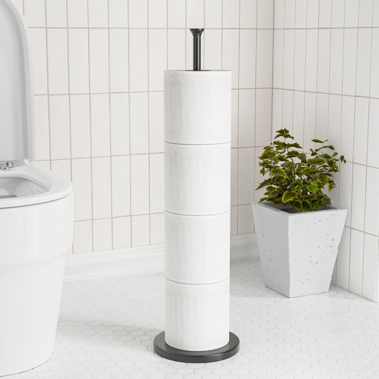 Toilettenpapierhalterständer (mit Reservefunktion), freistehender Toilettenpapierhalter, Edelstahl-Toilettenpapierhalterständer für die Aufbewahrung von Ersatzrollen für Badezimmer und Toilette